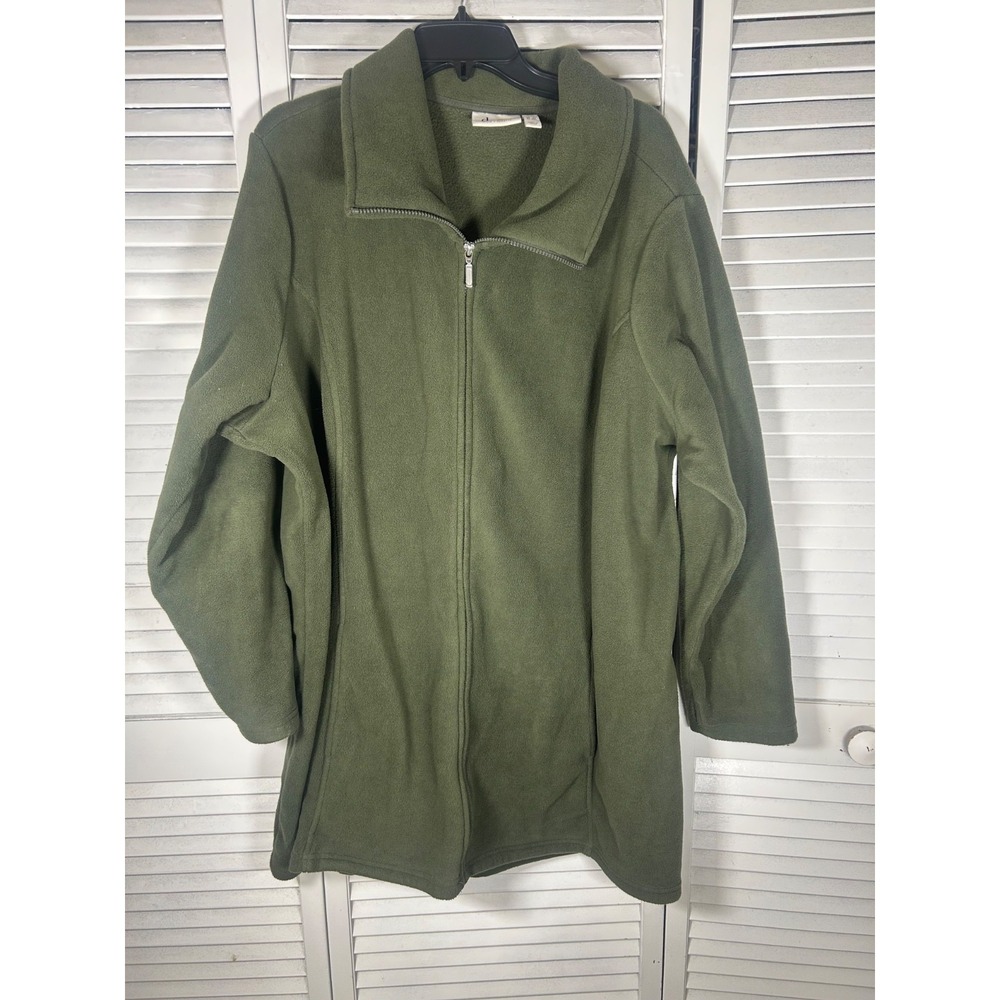 Denim & Co Olive Green Fleece Jacket Size 3X